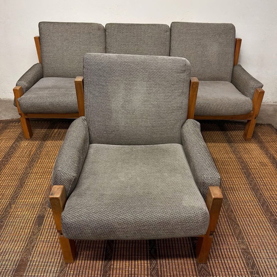 S32 Sofa & S15 Armchair by Pierre Chapo, France, 1966, Seating area, Wood, Grey (photo 11 of 15)