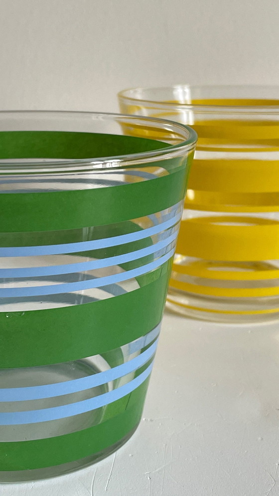 Image 1 of Pair of vintage screen-printed glass planters