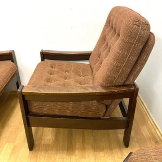 Image 1 of Retro fauteuils met voetenbankjes, Hikor, jaren 70