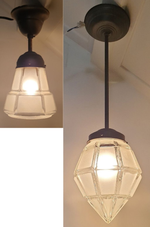 2 lampade a sospensione Art Déco degli anni '40