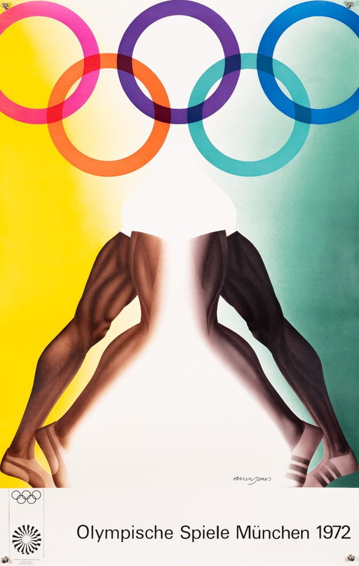 Olympia 1972 – Originele Vintage Lithografie Poster van Allen Jones – Pop Art – 102x64 cm