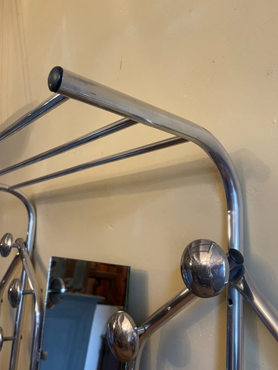 Image 1 of Wall coat rack Coat rack with mirror Vintage 1950s French