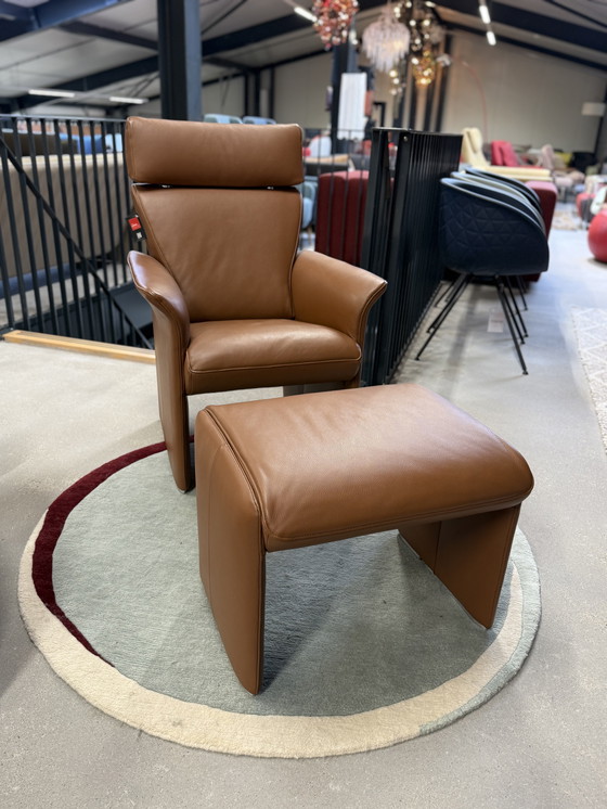 Image 1 of Jori Fauteuil Met Hocker Bruin Leer