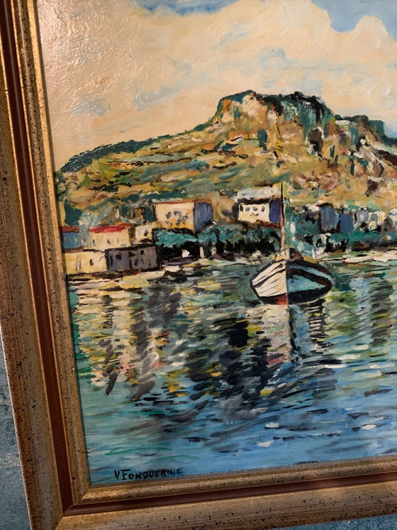 Sète - View of Mont Saint-Clair - 1970s - V. Fonquernie - Henri Portal Gallery – Paintings & Drawings, Wood (photo 12 of 15)