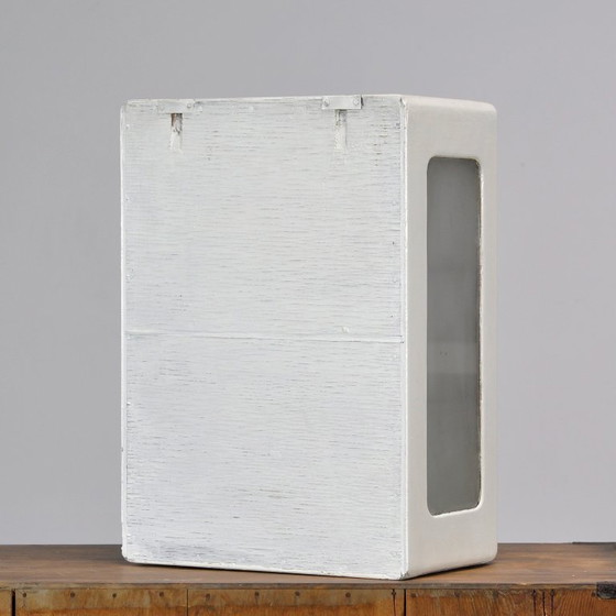 Armadietto a muro bianco con anta in vetro smerigliato, Armadi a muro, Legno, Vintage (foto 11 di 11)
