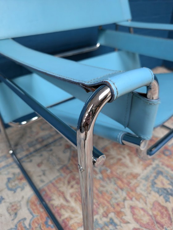 Image 1 of Vintage blauwe Wassily fauteuil, Marcel Breuer, jaren 80