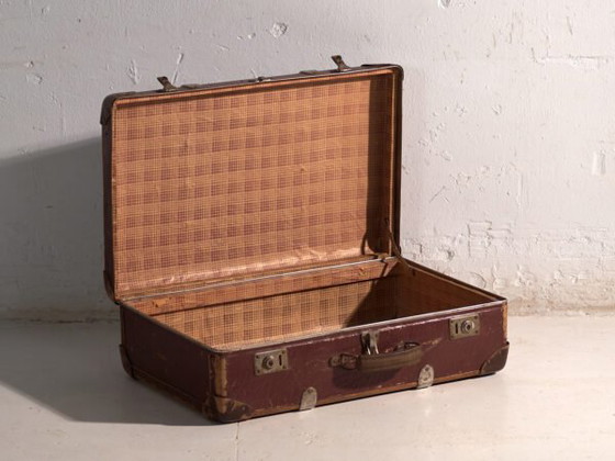 Antique travel suitcase in vulcanised fibre – Czechoslovakia, circa 1930 – Travel bags, Wood, Metal (photo 21 of 39)