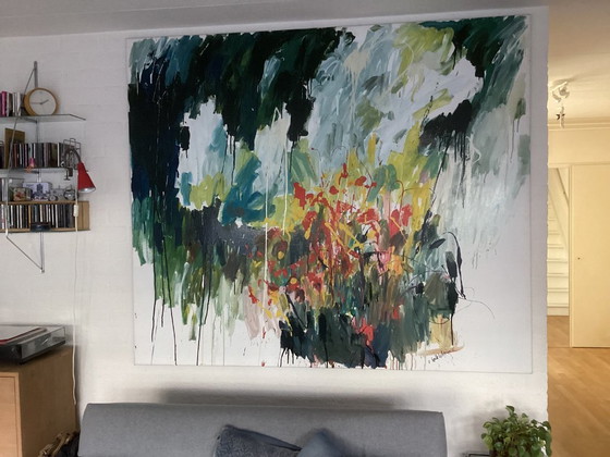 Pintura abstracta multicolor de Henk Hofstra, Pinturas y dibujos, Lienzo, Verde (foto 3 de 6)