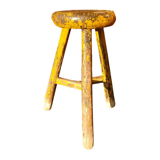 Primitieve houten driepoot kruk / hoogte 52 cm – Krukjes (photo 21 of 23)