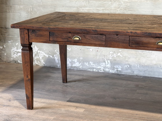 Image 1 of Table de campagne - 249 x 98 cm avec 2 tiroirs