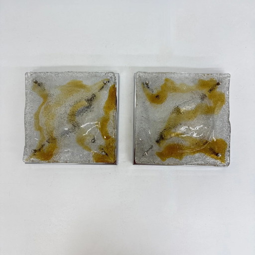 Appliques murales abstraites en verre de Murano vintage de Mazzega, Italie, 1960, Lot de 2