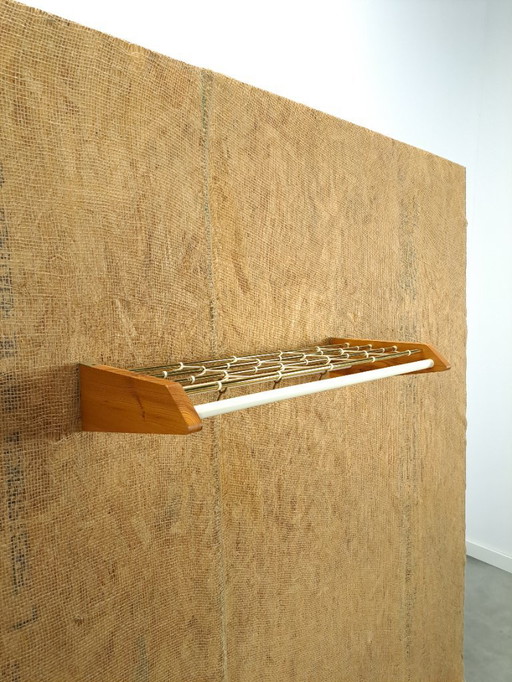 Coat rack from Sweden gold with wood, no. 11