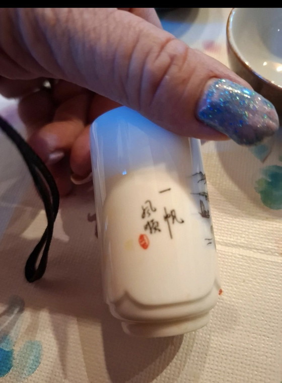 Teeservice in der Holzschachtel aus Taiwan – Tafelgeschirr, Cotton, Metal (photo 13 of 15)
