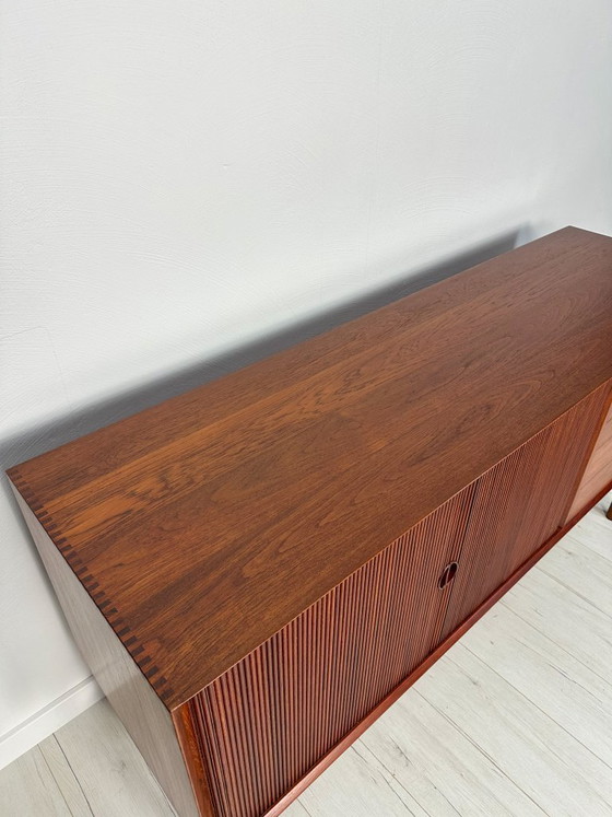 Image 1 of 1958 Danish Teak Sideboard Model 309 by Peter Hvidt & Orla Mølgaard-Nielsen for Søborg Møbelfabrik – Mid-Century Tambour Credenz