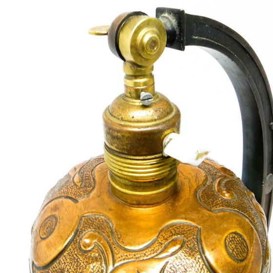 Metal Table Lamp with Floral Motifs, Austria-Hungary, Early 20th Century – Glass (photo 5 of 11)