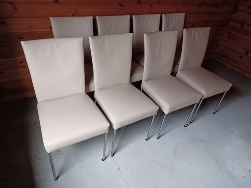 8 sillas de cuero Bert Plantagie – eetkamerstoelen, Leather, Metal