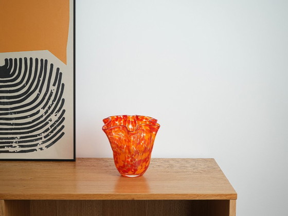 Image 1 of Orange glass vase, Danish design, 1970s, made in Denmark