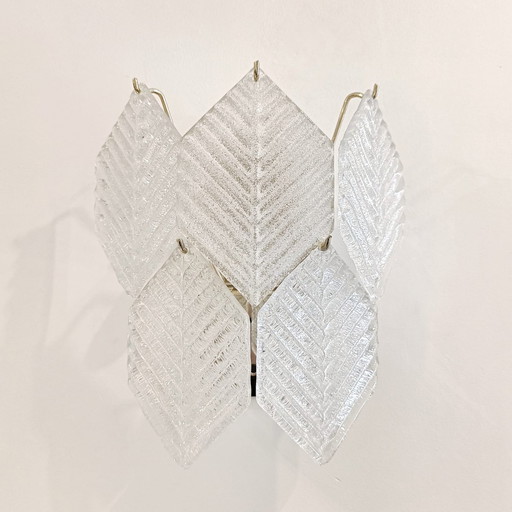 Murano Glass Wall Lamp with Hexagonal Leafs, Italy, 1960s, Set of 2