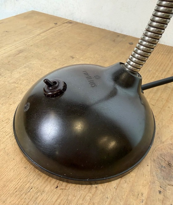 Image 1 of Vintage Brown Bakelite Gooseneck Table Lamp, 1950s