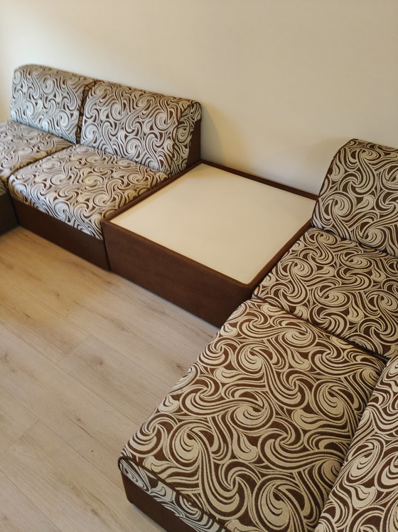 Image 1 of Vintage 70's space age design element sofa brown/cream