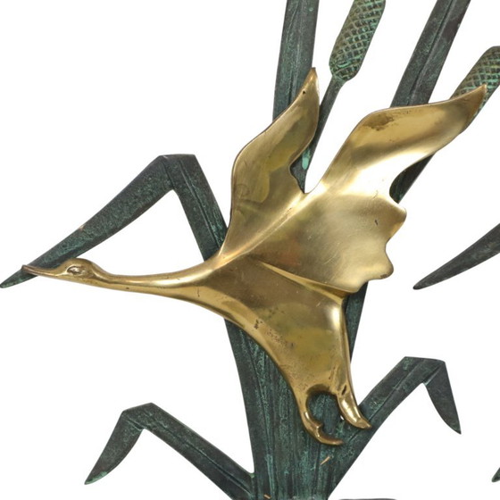 Statuette di metà secolo raffiguranti un airone e un'anatra, in ottone e metallo verde, 35 cm. – Sculture (photo 8 of 13)