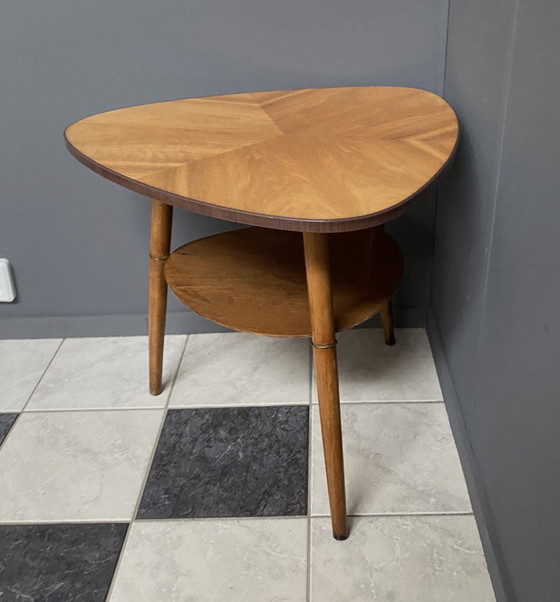 Image 1 of High wood coffee table,  triangle shape 1960s