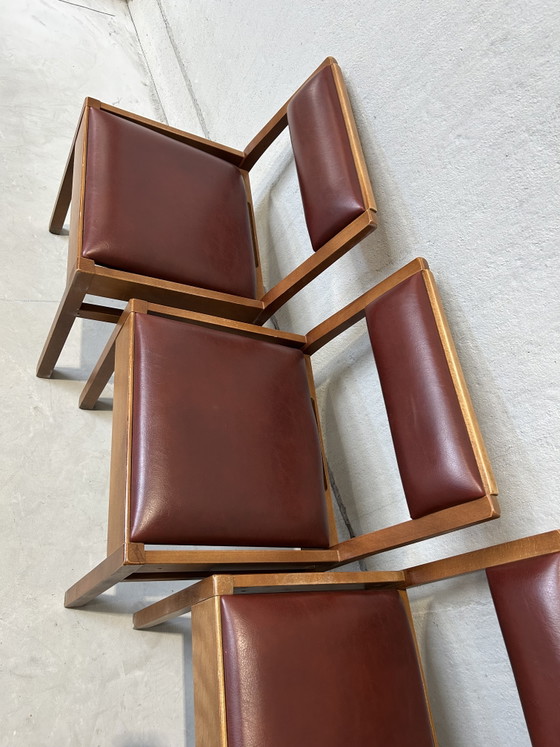 Vintage moderne du milieu du siècle – Mid Century Modern, Chaises de salle à manger, Wood, Skai (photo 5 of 5)