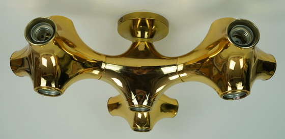 Cosack Gemini Space Age plafondlamp - goudkleurig plastic - Sputnik plafondlamp - jaren 70. – Plafondlampen (photo 16 of 20)