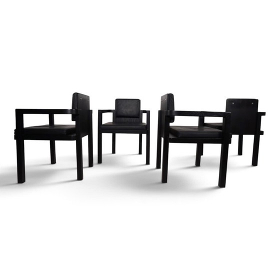 Set de 4 sillas de comedor/conferencia Tecta D51 de haya de Walter Gropius, 1923, Sillones, Madera, Cuero (foto 3 de 15)