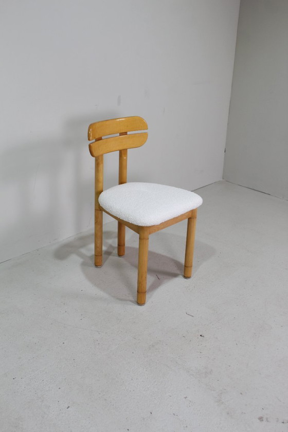 Image 1 of 4x vintage eetkamerstoelen - teddy en hout, jaren '70