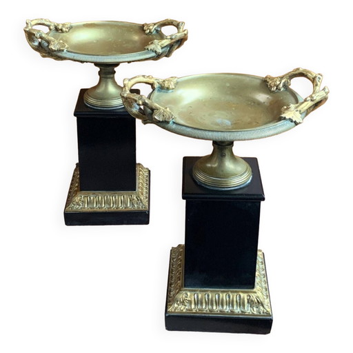 Pair of Napoleon III style vases. – vazen, Bronze, Marble