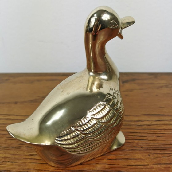 Image 1 of Set aus zwei Messingstatuen zweier Enten. Messingfigur