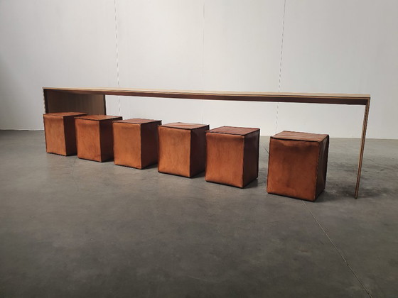 Image 1 of Oak Brass Vintage Design XL table custom made