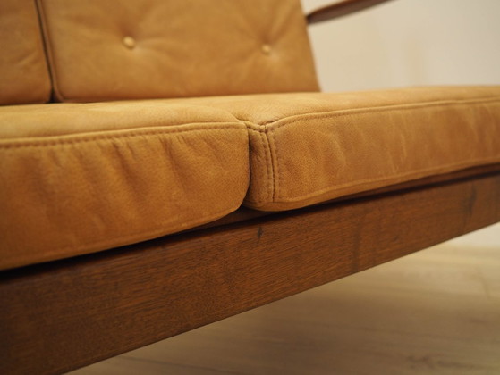 Divano danese a due posti in rovere massello oliato, con rivestimento in pelle naturale, risalente agli (photo 11 of 20)