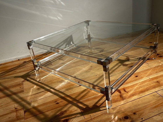 Vintage Coffeetable, Plexiglas Met 2 Glazen Leggers '80's – Salontafels (photo 3 of 15)