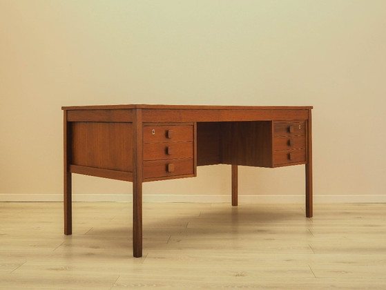 Escritorio danés de teca con seis cajones, chapado en madera, década de 1960. – Wood (photo 8 of 19)