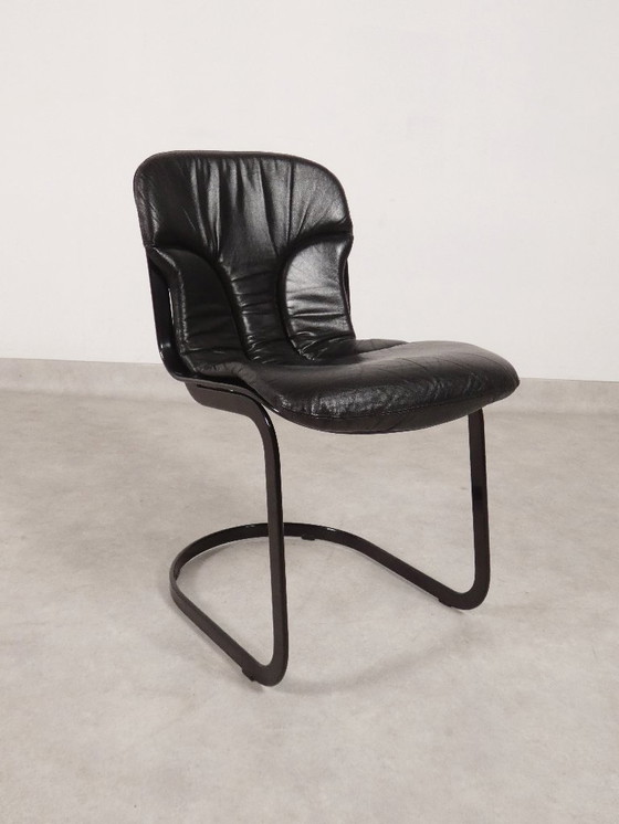 Image 1 of Willy Rizzo - Sillas de comedor de cuero negro - Cidue Italia