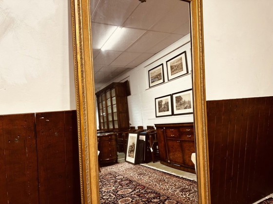 Large Antique Golden Baroque Mirror with Crest – Glass (photo 4 of 14)