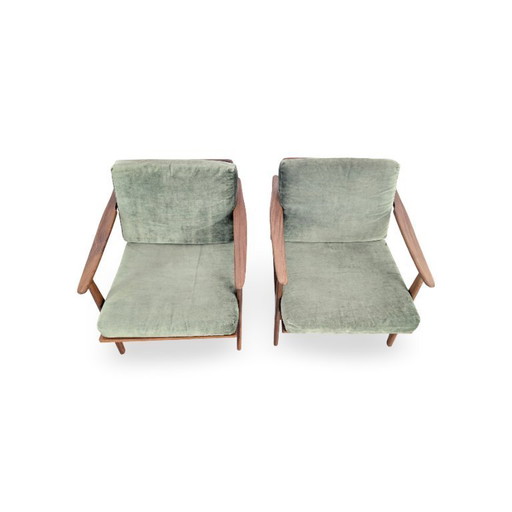 2x Midcentury armchairs Vintage easy chair teak retro green Danish