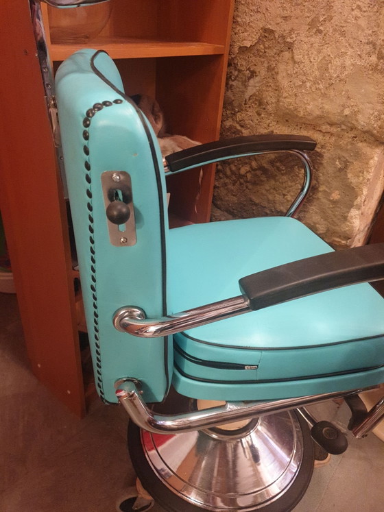 Poltrona da Barbiere Vintage, Häberle & Co, Sedie girevoli, Metallo, Cromo, Nero (foto 3 di 5)