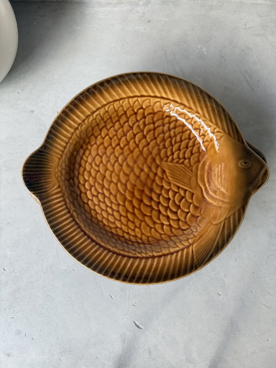 Image 1 of Ensemble de 8 assiettes à poisson vintage - Sarreguemines France (1960s)