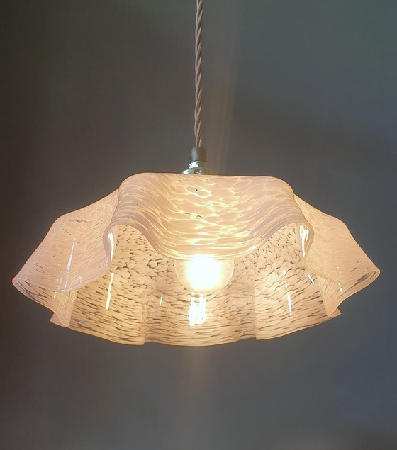 Image 1 of Lampada a sospensione vintage in vetro di Clichy, anni '30, lampada da soffitto Art Déco