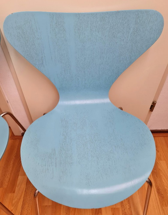 Vintage Fritz Hansen Series 7 Stoelen Jaren 70 / 80 Light Blue Ash – Kuipstoelen, Metal, Wood (photo 3 of 14)
