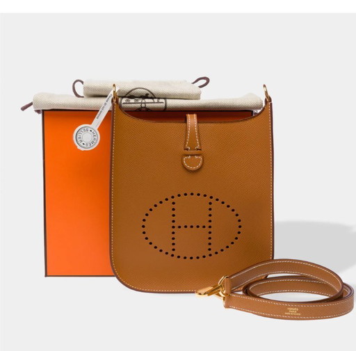 Borsa HERMES Mini Evelyne in cuoio dorato - 103322