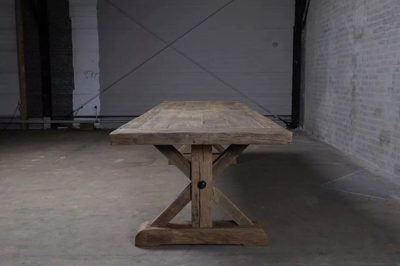 Image 1 of Farmhouse Table in Antique Solid Oak, Star Legs - 300 cm