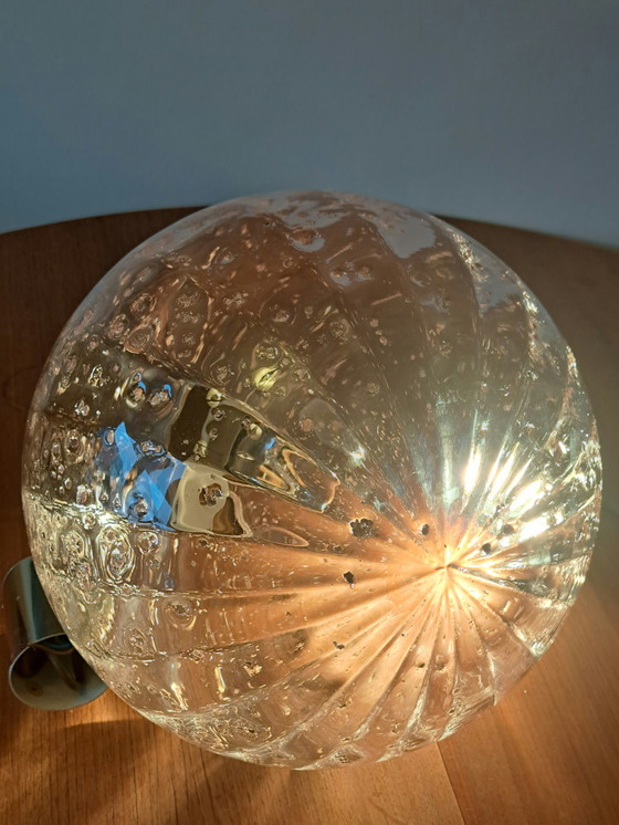 Image 1 of 🟡 DORIA Pendant Light 🟡🔍 OPTIC Glass • Vintage 60s/70s • Brass • Bubble Glass