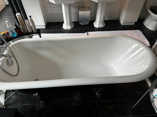 Classic freestanding cast iron bathtub on (lion) legs