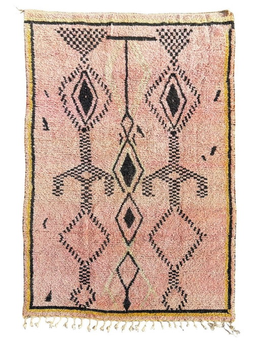 Modern Marokkaans handgemaakt wollen vloerkleed – Roze Berber vloerkleed 200x320 cm