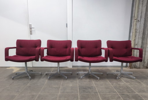 4 sillas de comedor Artifort vintage estilo años 80 – eetkamerstoelen, Metal, Textile