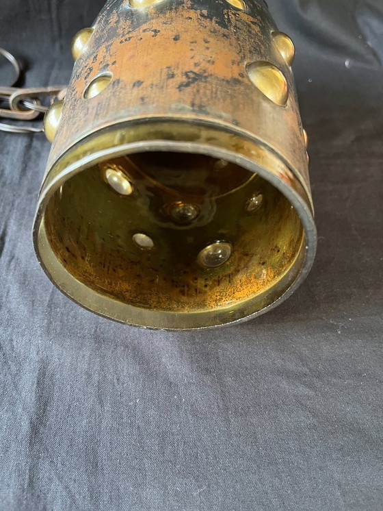 Image 1 of Lampe de plafond moderne du milieu du siècle NANNY STILL pour RAAK en cuivre et verre ambré